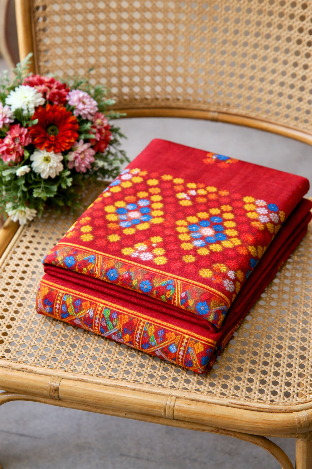 Mekhela Chador Set,Fixed Pari | Elegant Missing Design | BROWN