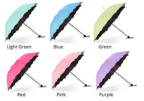 Water Magic Umbrella : 3 Fold Anti UV Protection, Beautiful Wave Design Solid Color Umbrella