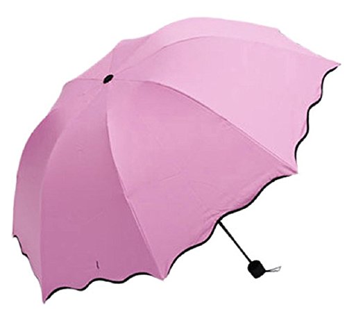 Water Magic Umbrella : 3 Fold Anti UV Protection, Beautiful Wave Design Solid Color Umbrella