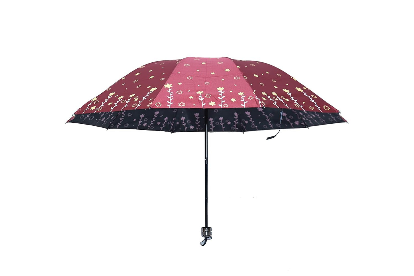 Double Printed 3 Folding Anti-Uv Sun/Rain Women Compact Umbrella, Pack of 1