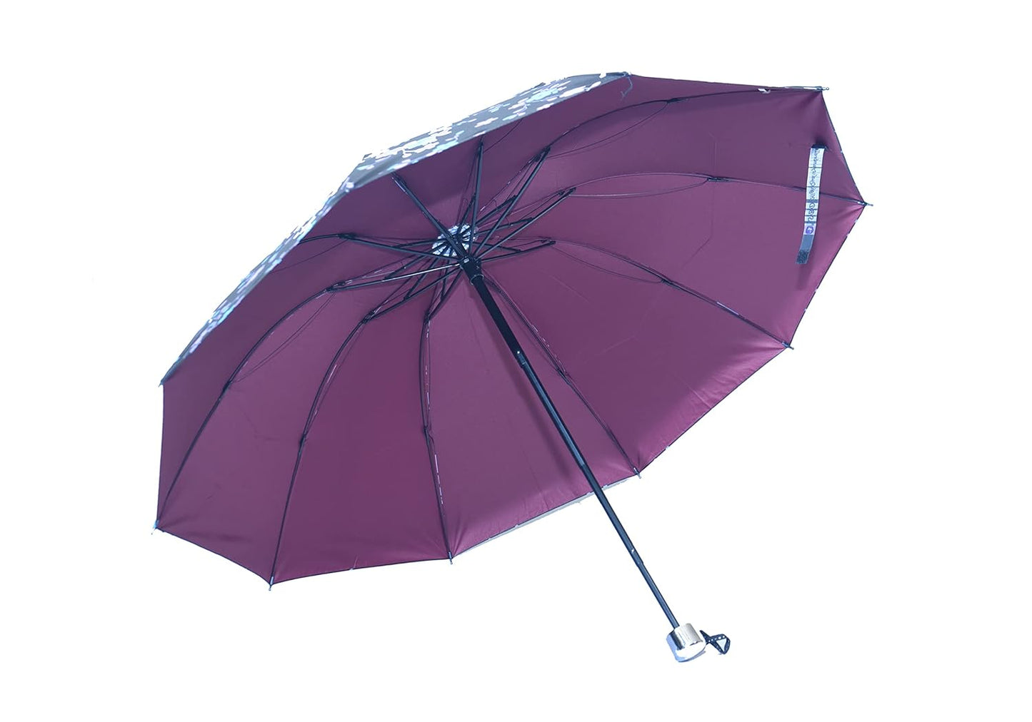 FloralPrinted 3 Fold Anti-Uv,Inner Solid Color Women Compact Umbrella,Pack of 1