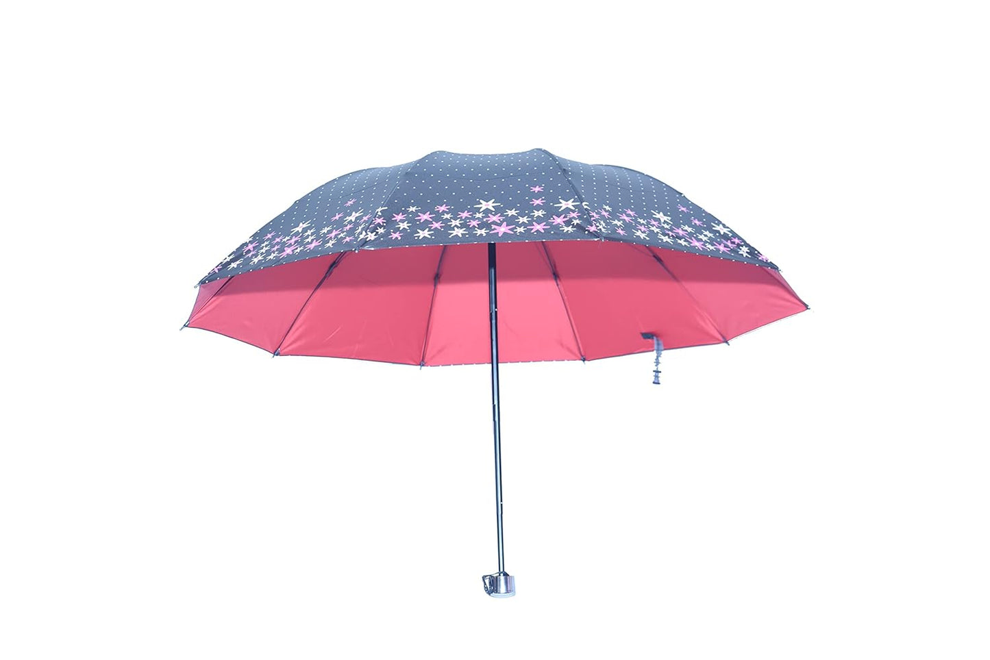 FloralPrinted 3 Fold Anti-Uv,Inner Solid Color Women Compact Umbrella,Pack of 1