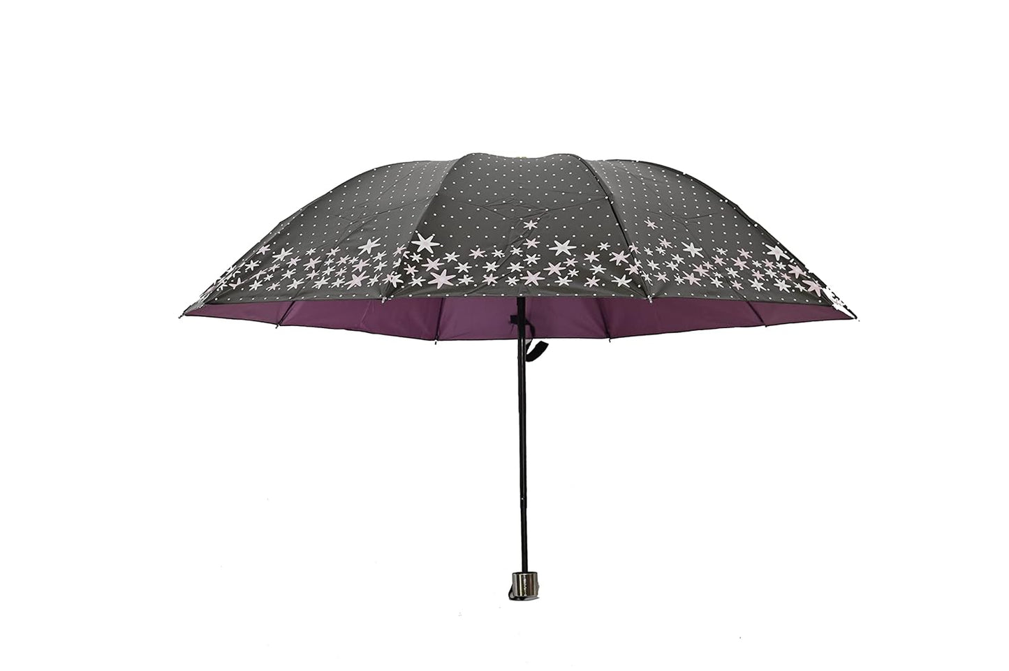 FloralPrinted 3 Fold Anti-Uv,Inner Solid Color Women Compact Umbrella,Pack of 1