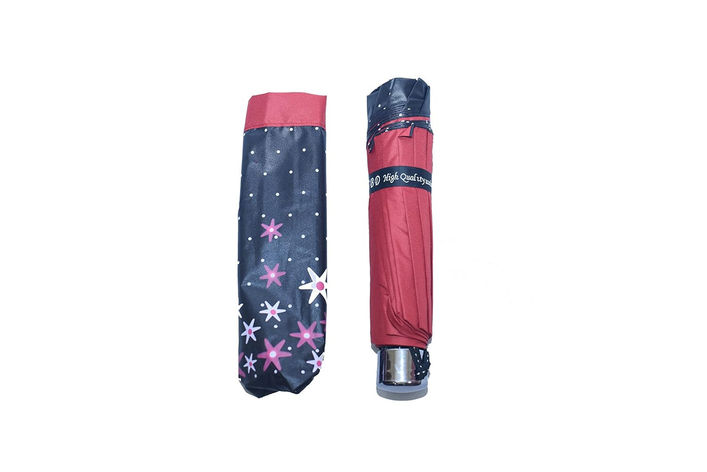 FloralPrinted 3 Fold Anti-Uv,Inner Solid Color Women Compact Umbrella,Pack of 1