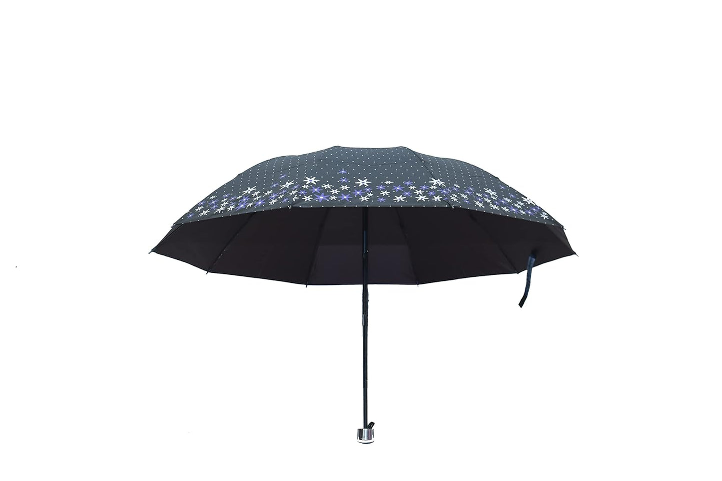 FloralPrinted 3 Fold Anti-Uv,Inner Solid Color Women Compact Umbrella,Pack of 1