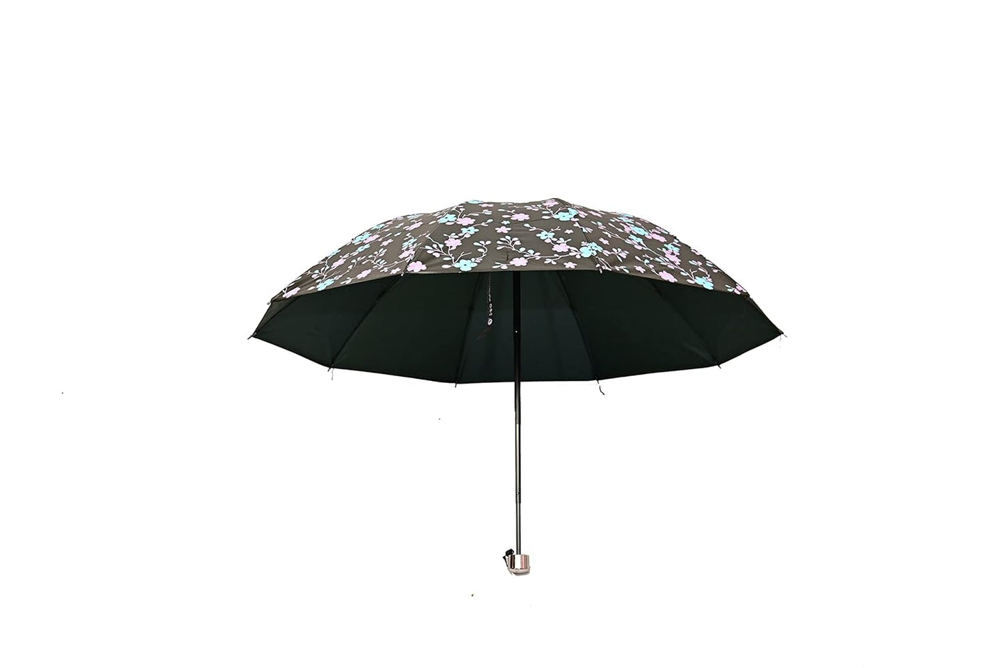 FloralPrinted 3 Fold Anti-Uv,Inner Solid Color Women Compact Umbrella,Pack of 1