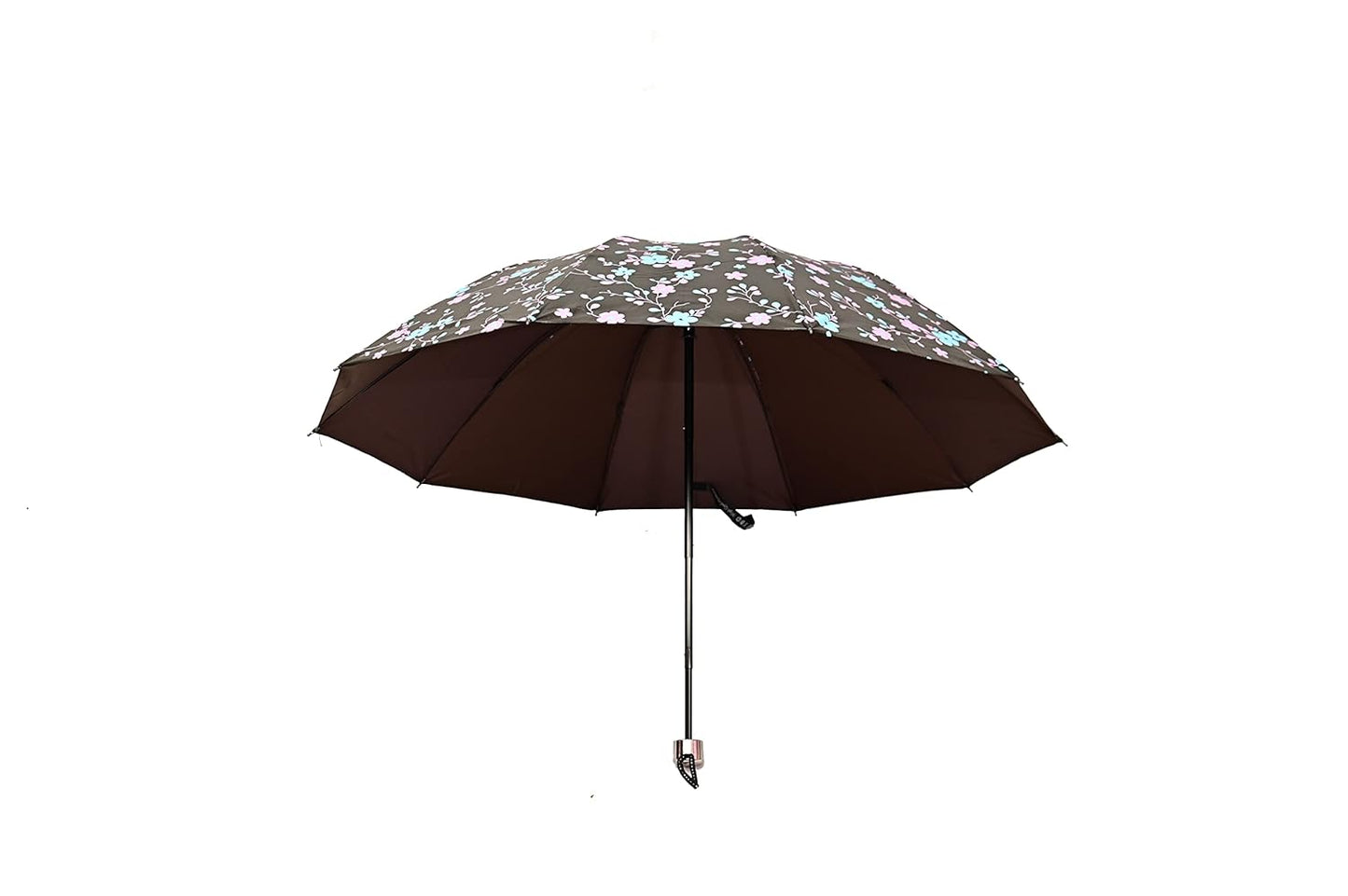 FloralPrinted 3 Fold Anti-Uv,Inner Solid Color Women Compact Umbrella,Pack of 1