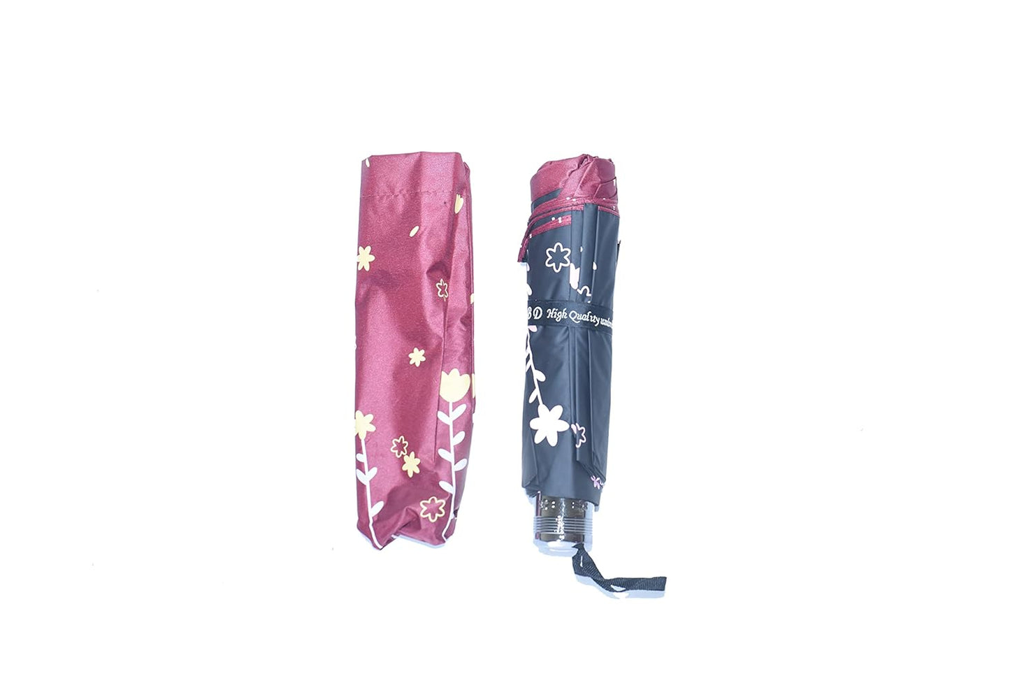 Double Printed 3 Folding Anti-Uv Sun/Rain Women Compact Umbrella, Pack of 1