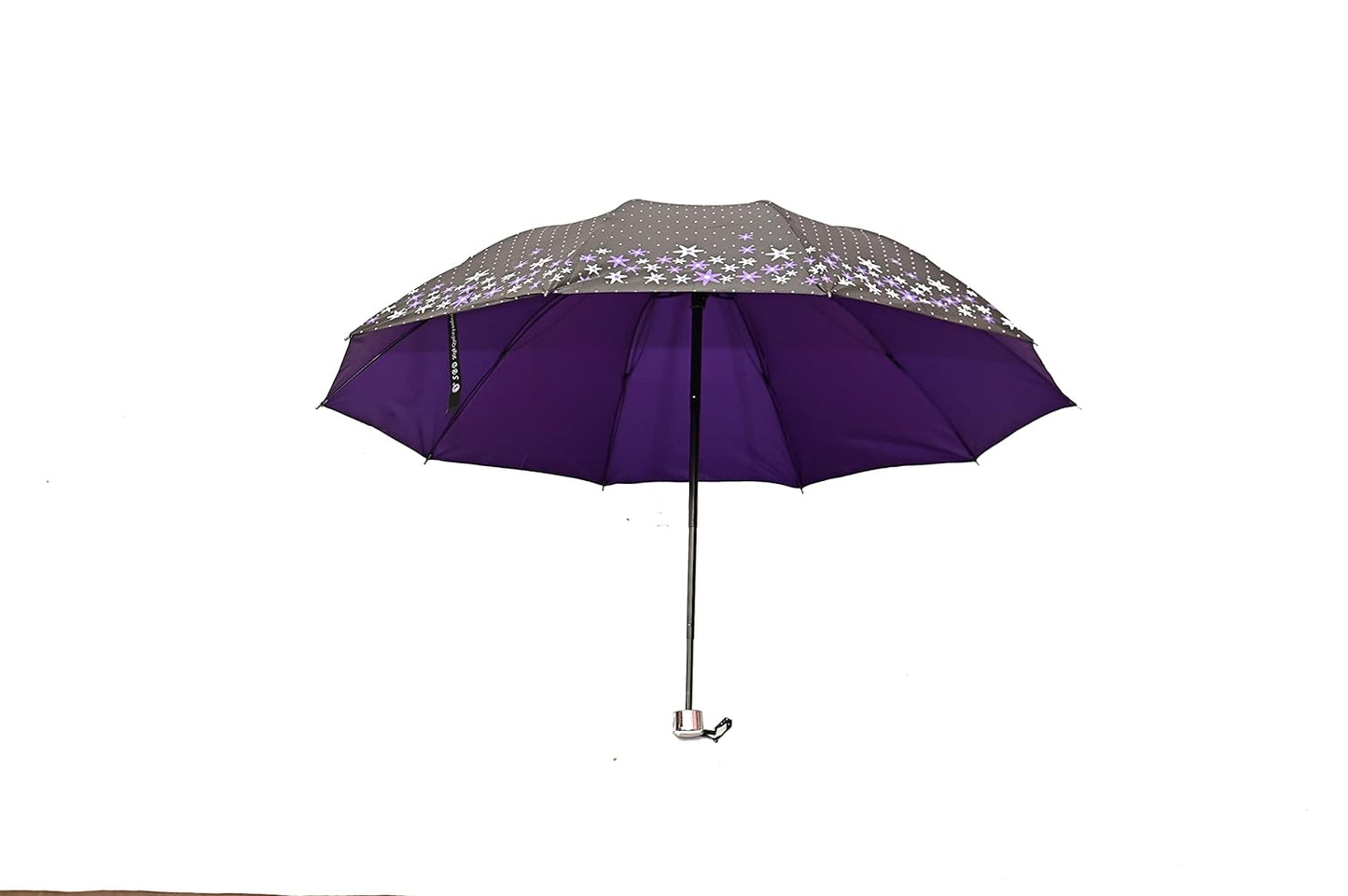 FloralPrinted 3 Fold Anti-Uv,Inner Solid Color Women Compact Umbrella,Pack of 1
