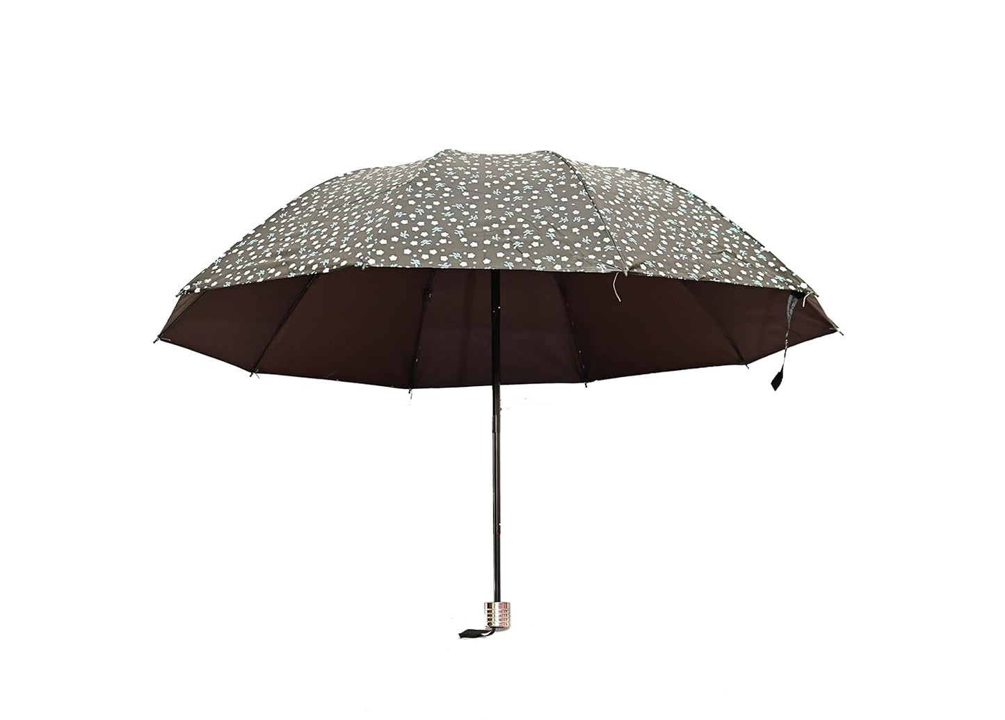 FloralPrinted 3 Fold Anti-Uv,Inner Solid Color Women Compact Umbrella,Pack of 1