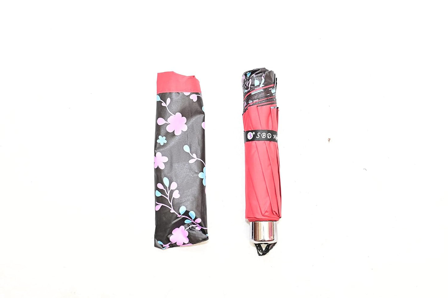 FloralPrinted 3 Fold Anti-Uv,Inner Solid Color Women Compact Umbrella,Pack of 1