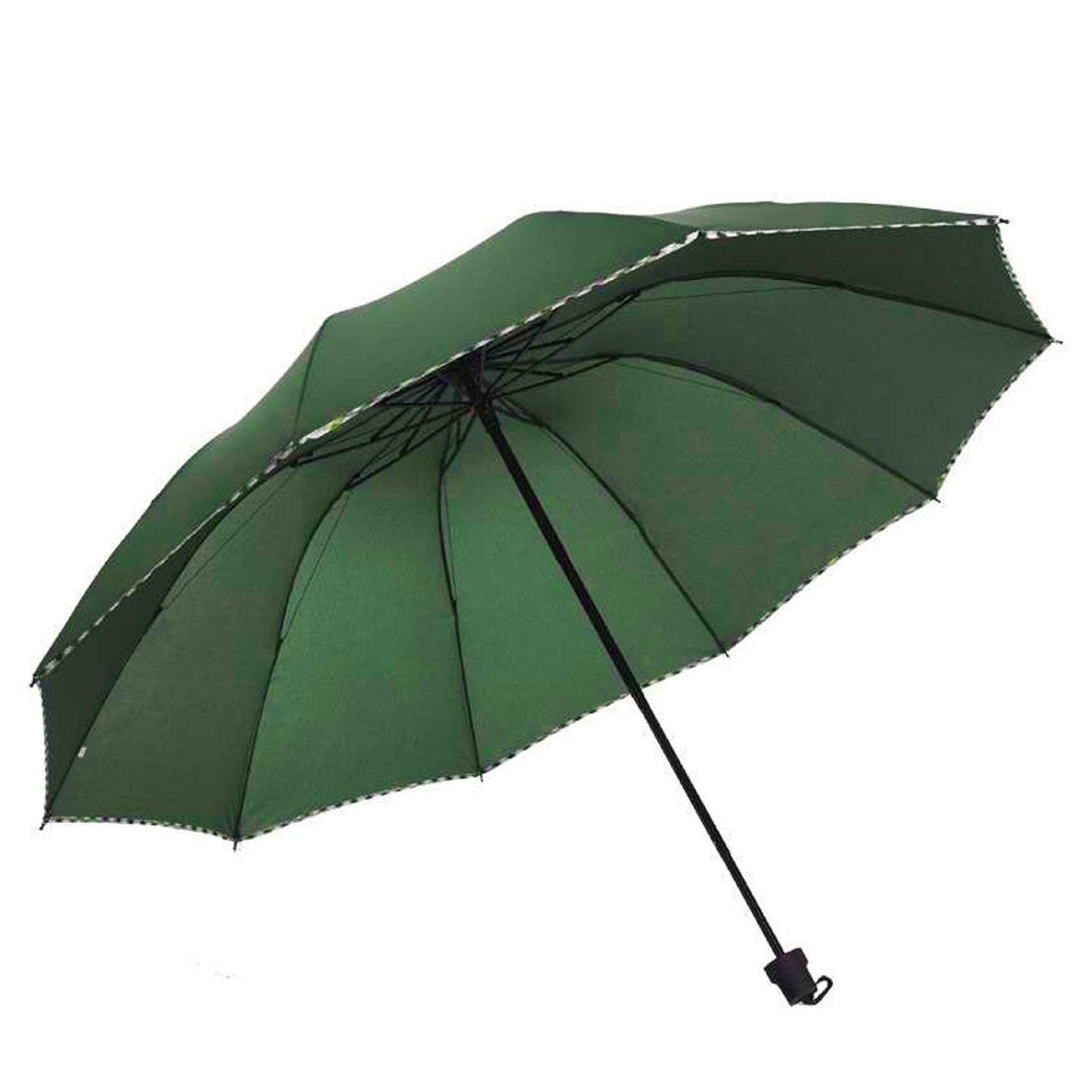 Solid Color Pipine 3 Folding Anti-UV Protection & Dome Shape Sun/Rain Umbrella (Pack of 1)