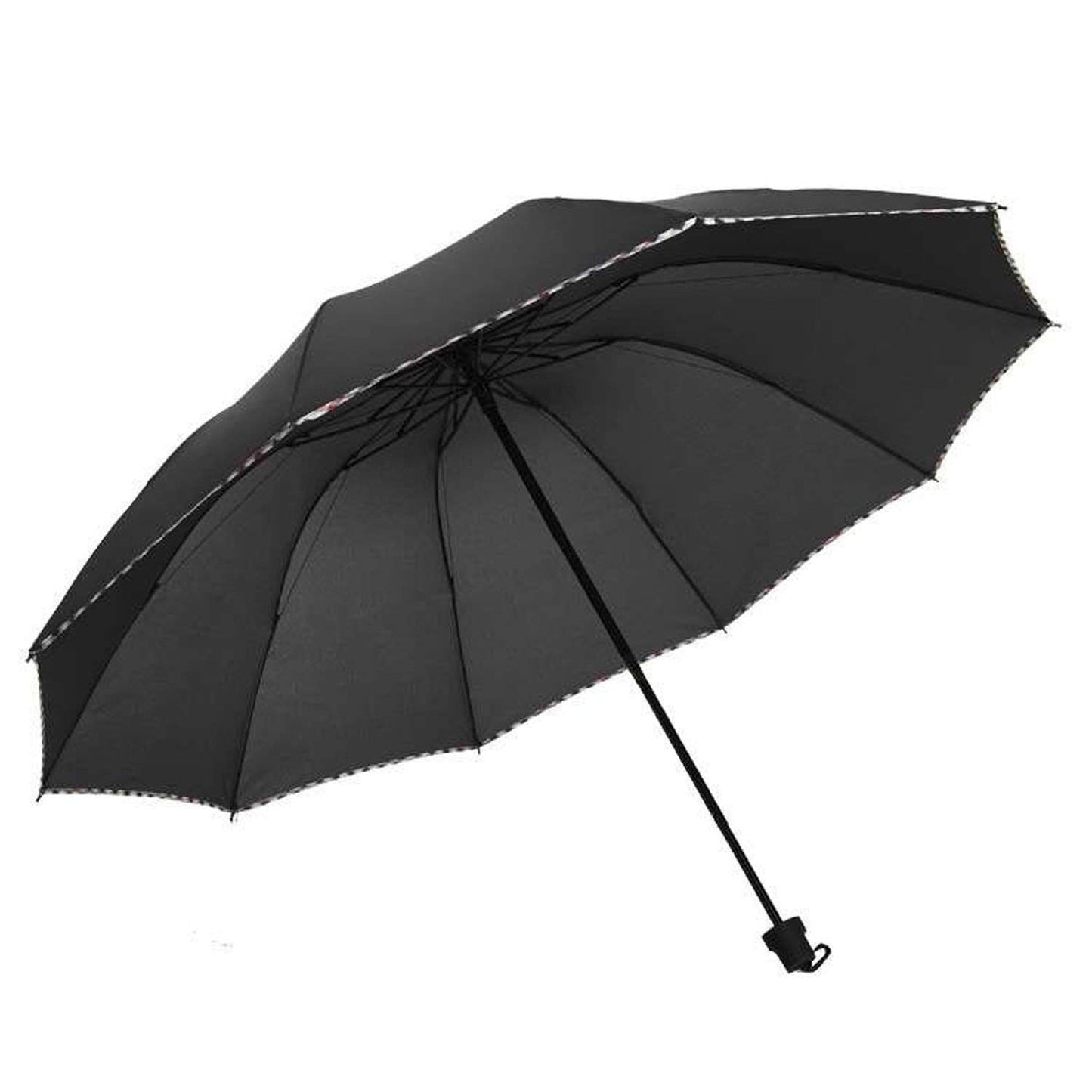 Solid Color Pipine 3 Folding Anti-UV Protection & Dome Shape Sun/Rain Umbrella (Pack of 1)