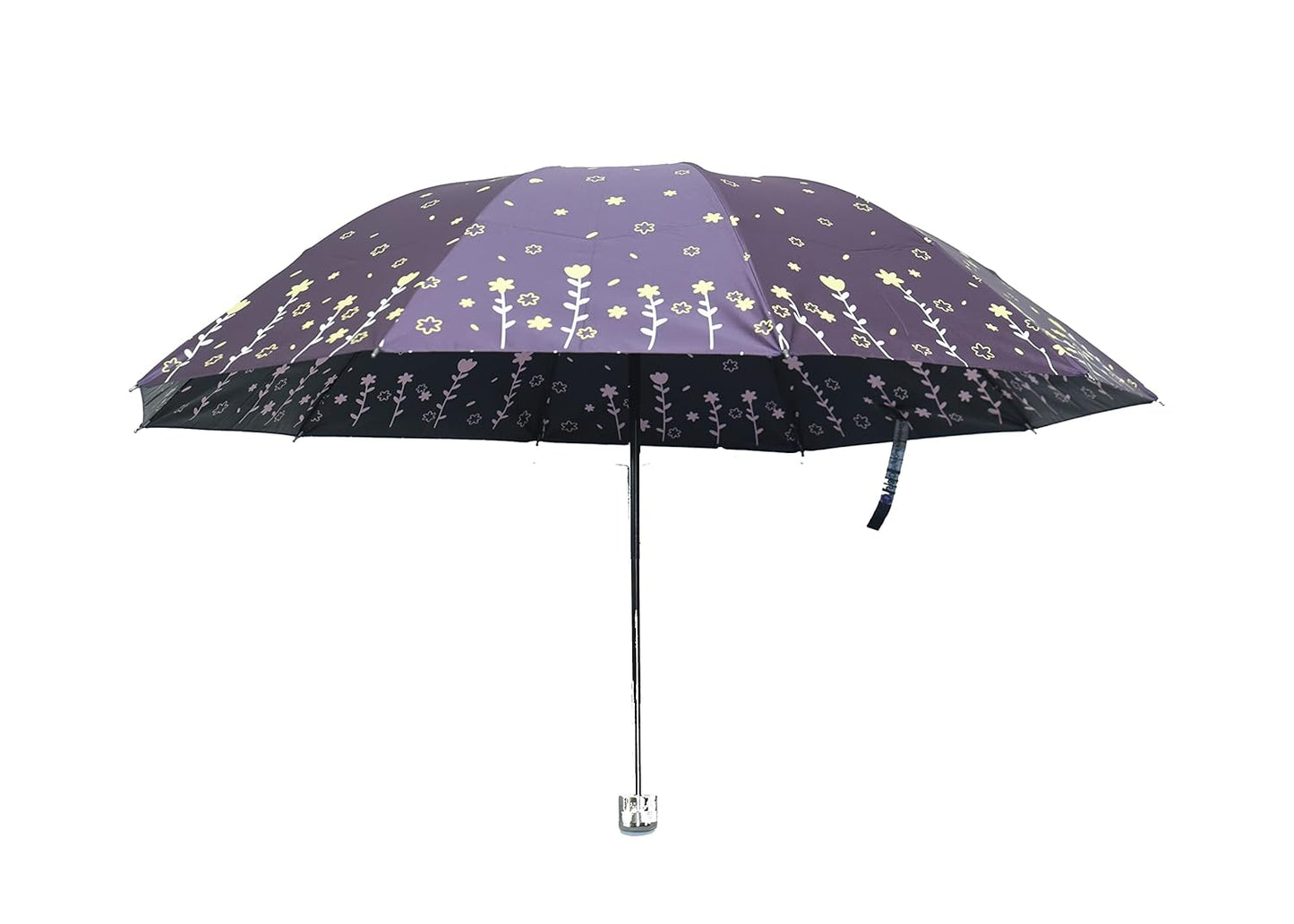 Double Printed 3 Folding Anti-Uv Sun/Rain Women Compact Umbrella, Pack of 1