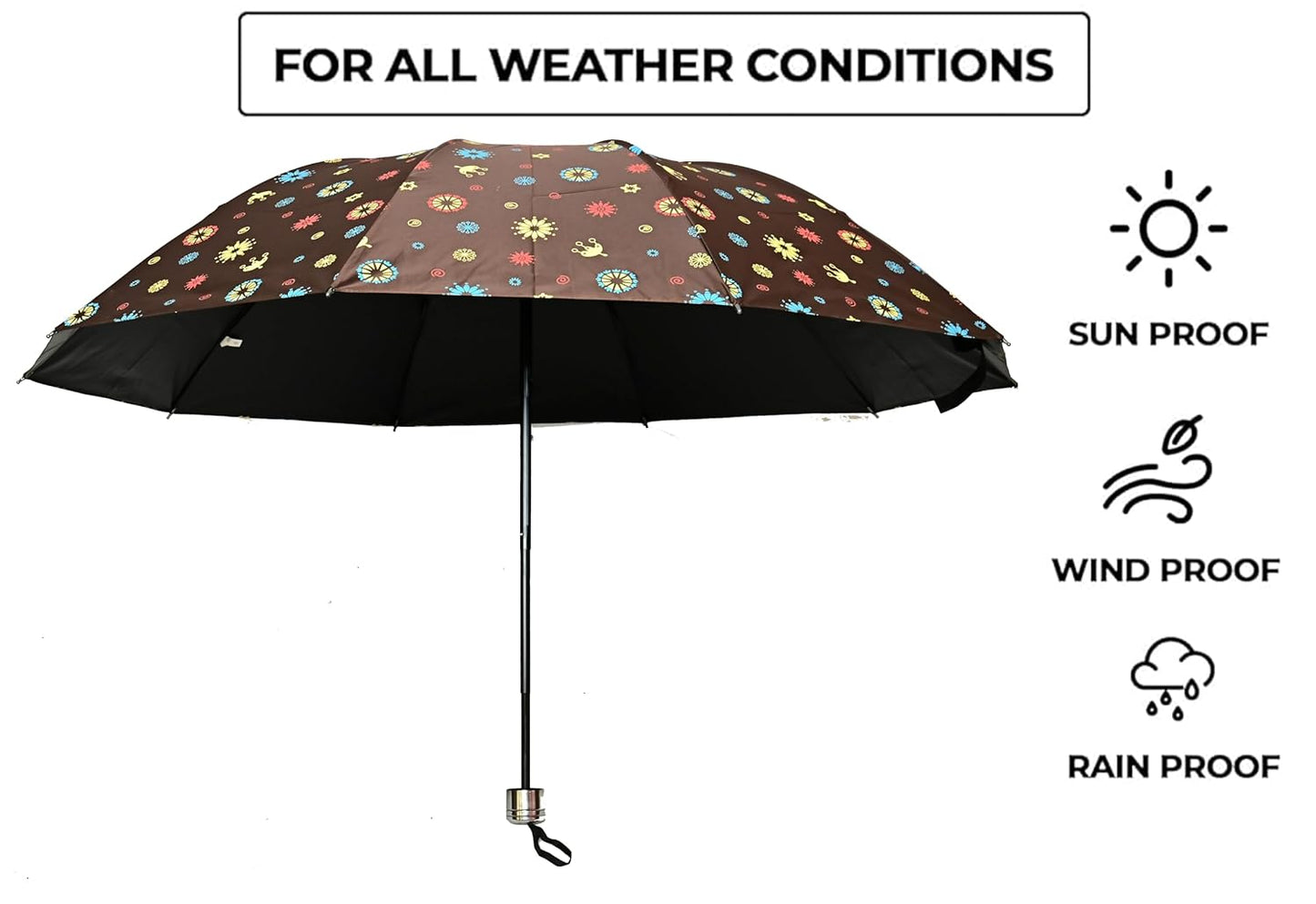 COMPACT 3 FOLD SUN/RAIN PRINTED UV PROTECTION UMBRELLA FOR WOMEN , Pack of 1
