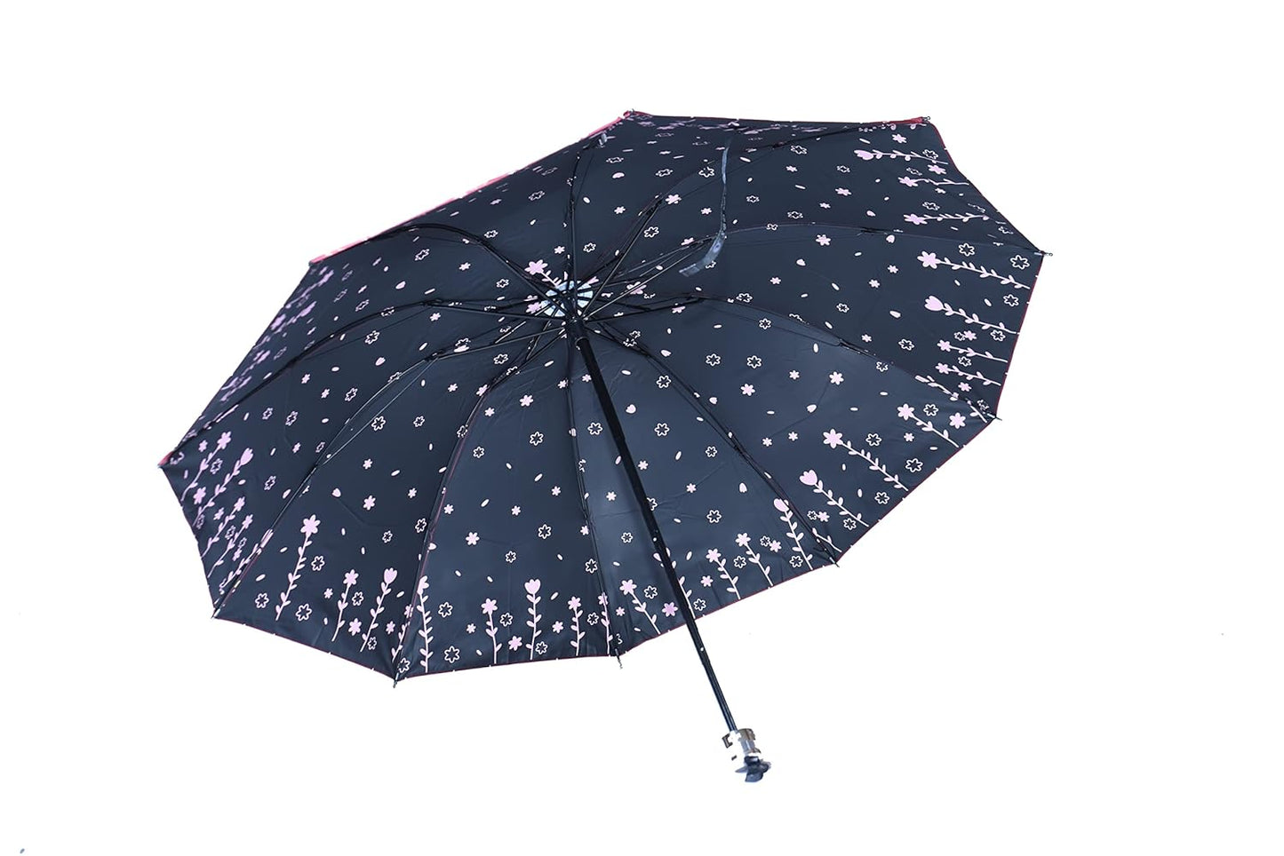 Double Printed 3 Folding Anti-Uv Sun/Rain Women Compact Umbrella, Pack of 1