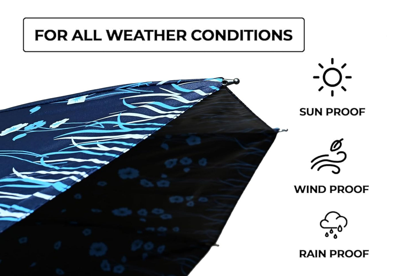 UV Rays Protection Under Print Triple Fold Umbrella For Women , Pack Of 1