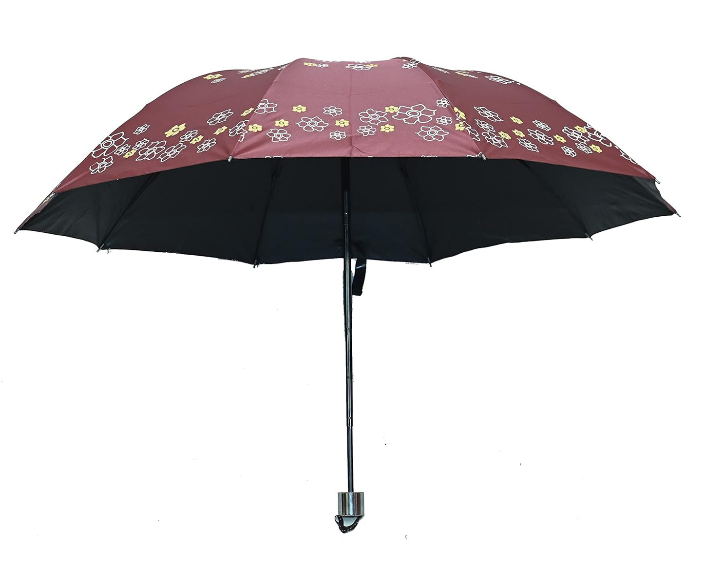 Rose Print Anti Uv/Rain 3 Folding Umbrella, Pack Of 1