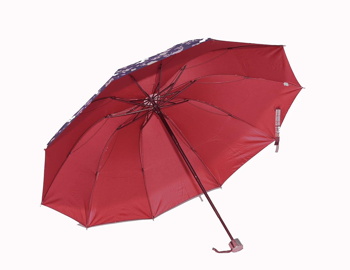 FloralPrinted 3 Fold Anti-Uv,Inner Solid Color Women Compact Umbrella,Pack of 1