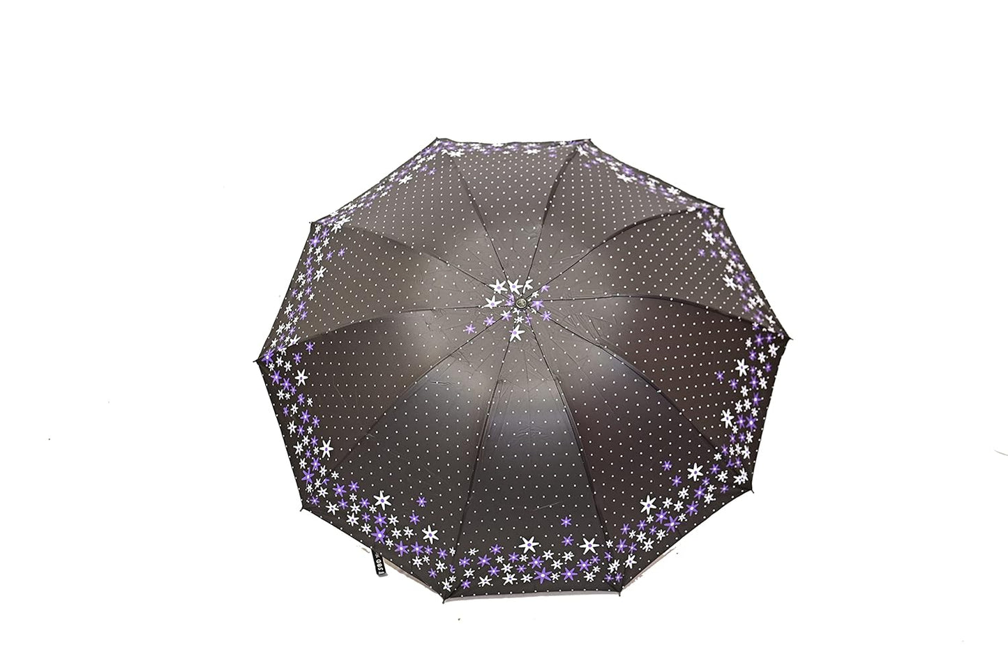 FloralPrinted 3 Fold Anti-Uv,Inner Solid Color Women Compact Umbrella,Pack of 1