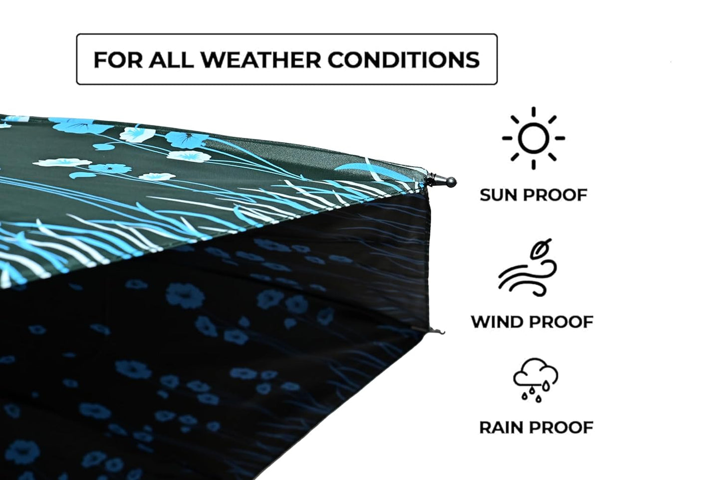 UV Rays Protection Under Print Triple Fold Umbrella For Women , Pack Of 1