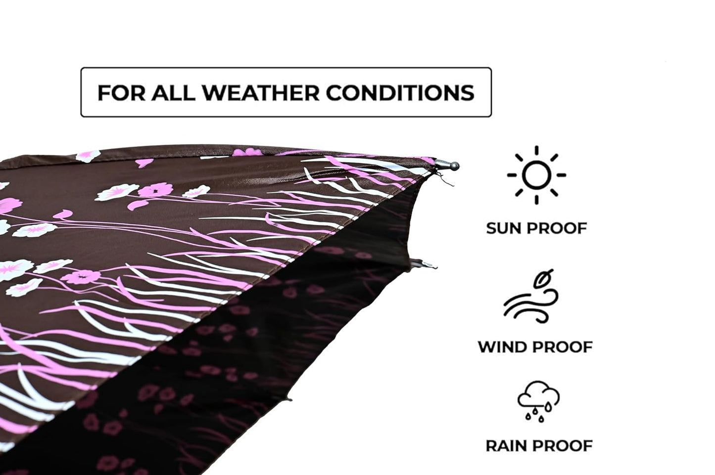 UV Rays Protection Under Print Triple Fold Umbrella For Women , Pack Of 1