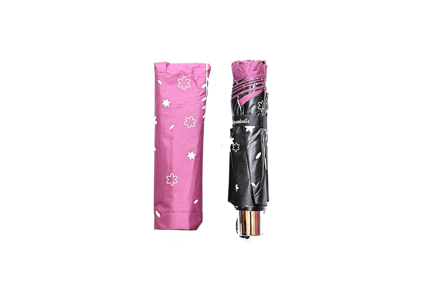 Double Printed 3 Folding Anti-Uv Sun/Rain Women Compact Umbrella, Pack of 1