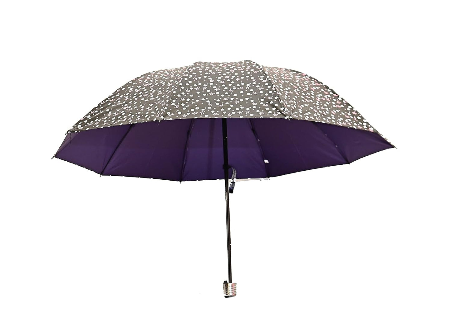 FloralPrinted 3 Fold Anti-Uv,Inner Solid Color Women Compact Umbrella,Pack of 1