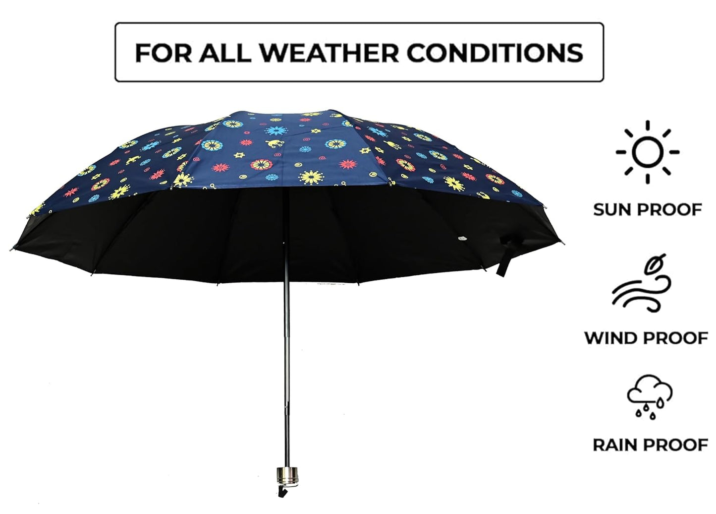 COMPACT 3 FOLD SUN/RAIN PRINTED UV PROTECTION UMBRELLA FOR WOMEN , Pack of 1