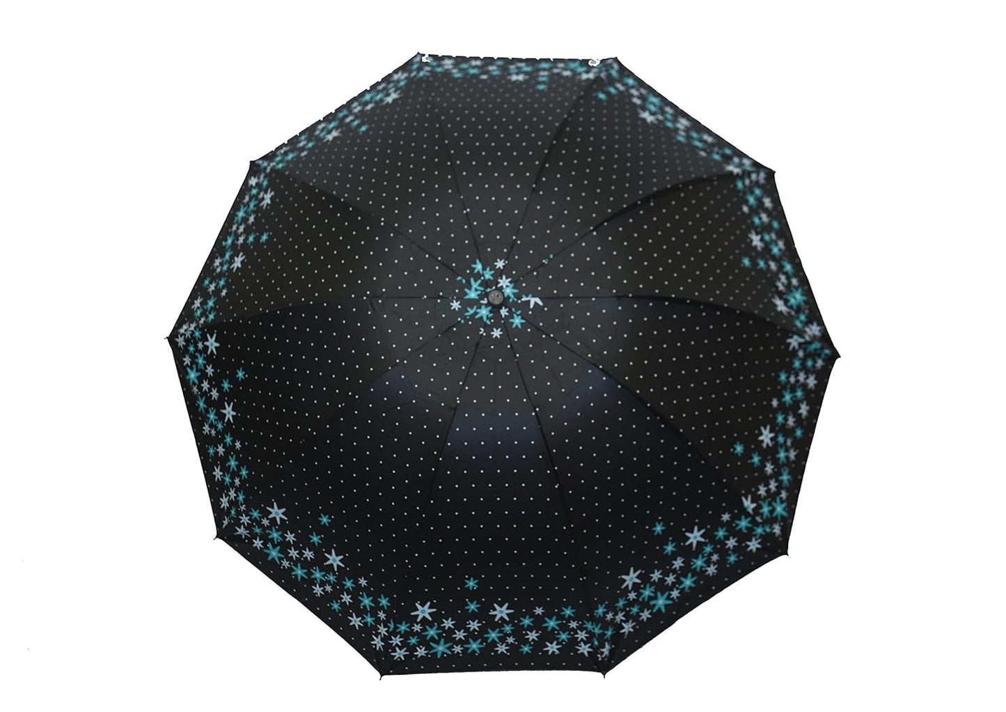 FloralPrinted 3 Fold Anti-Uv,Inner Solid Color Women Compact Umbrella,Pack of 1