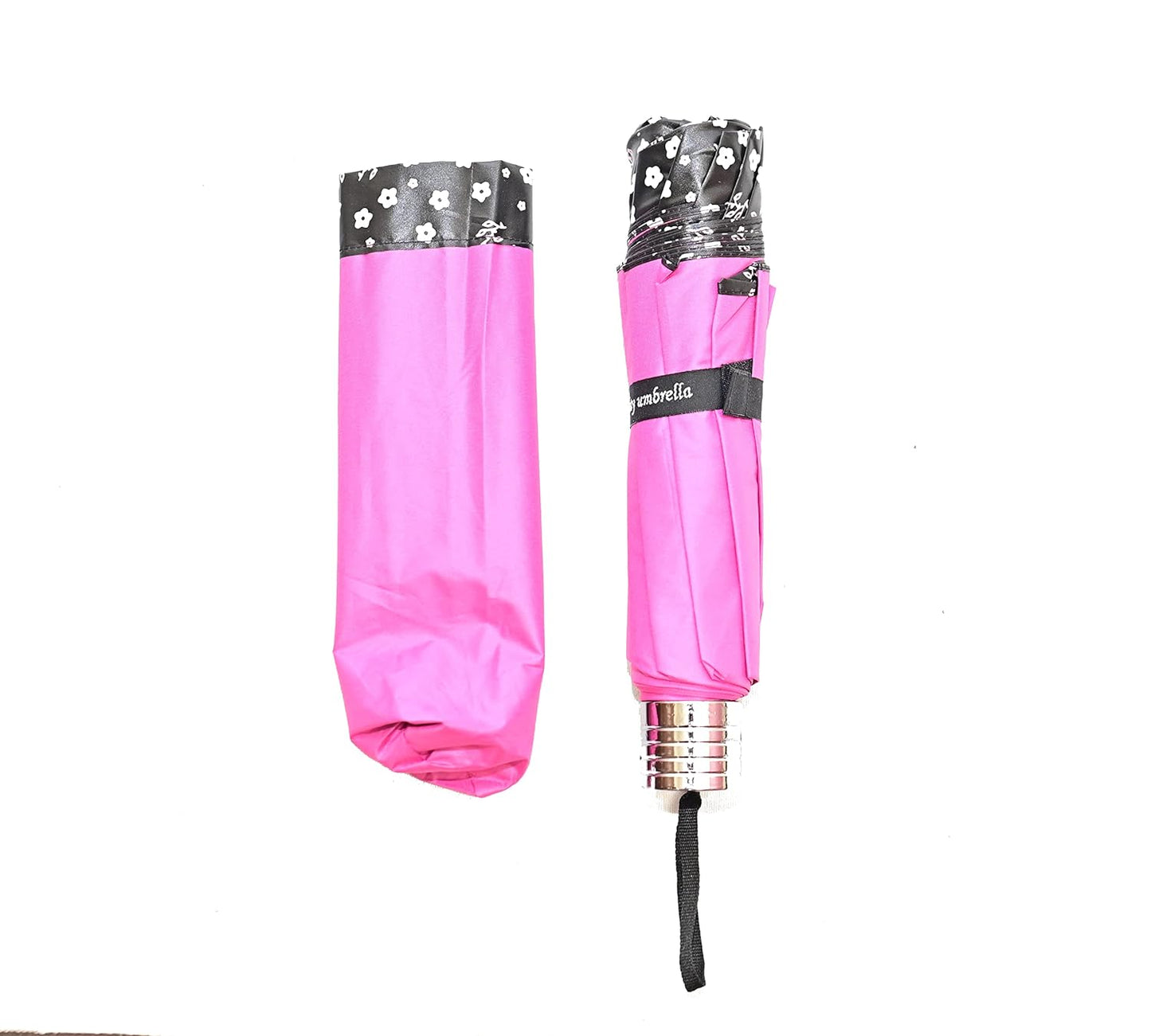 FloralPrinted 3 Fold Anti-Uv,Inner Solid Color Women Compact Umbrella,Pack of 1
