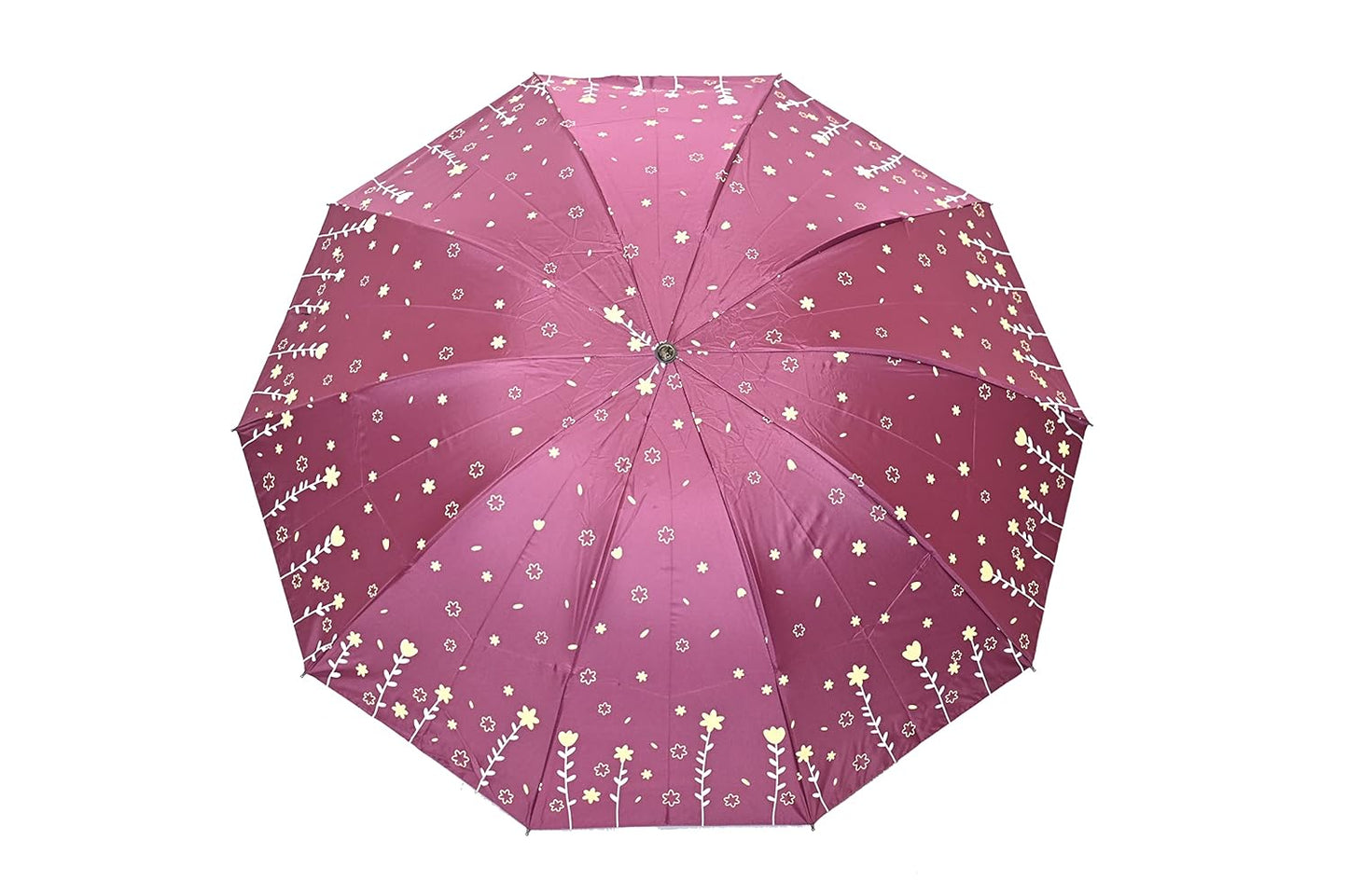 Double Printed 3 Folding Anti-Uv Sun/Rain Women Compact Umbrella, Pack of 1