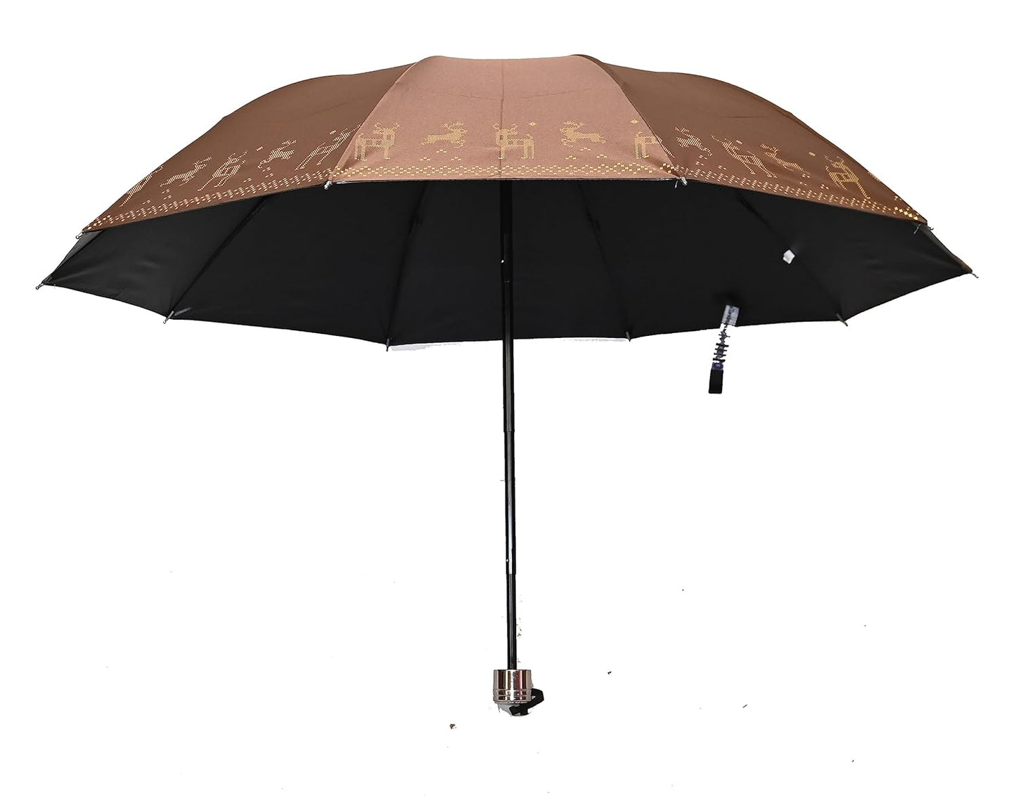 Metallic Golden print 3 fold Anti Uv Umbrella for women , Pack of 1