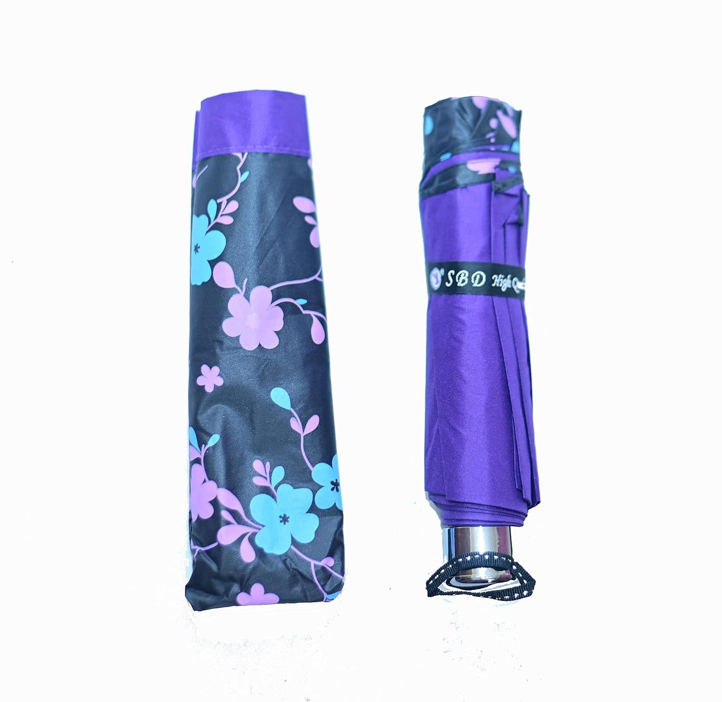 FloralPrinted 3 Fold Anti-Uv,Inner Solid Color Women Compact Umbrella,Pack of 1