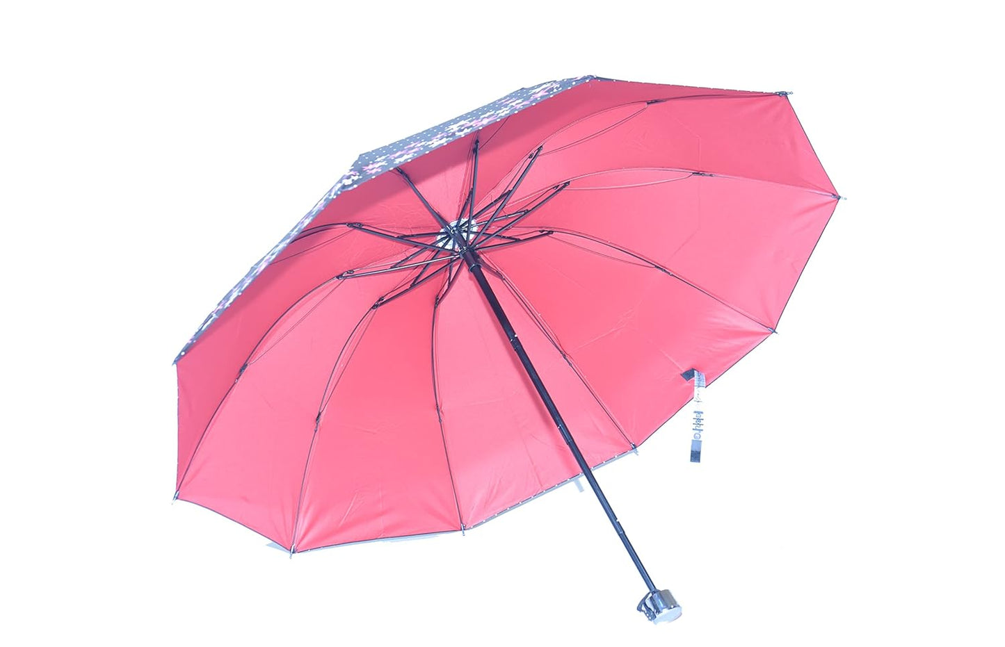 FloralPrinted 3 Fold Anti-Uv,Inner Solid Color Women Compact Umbrella,Pack of 1