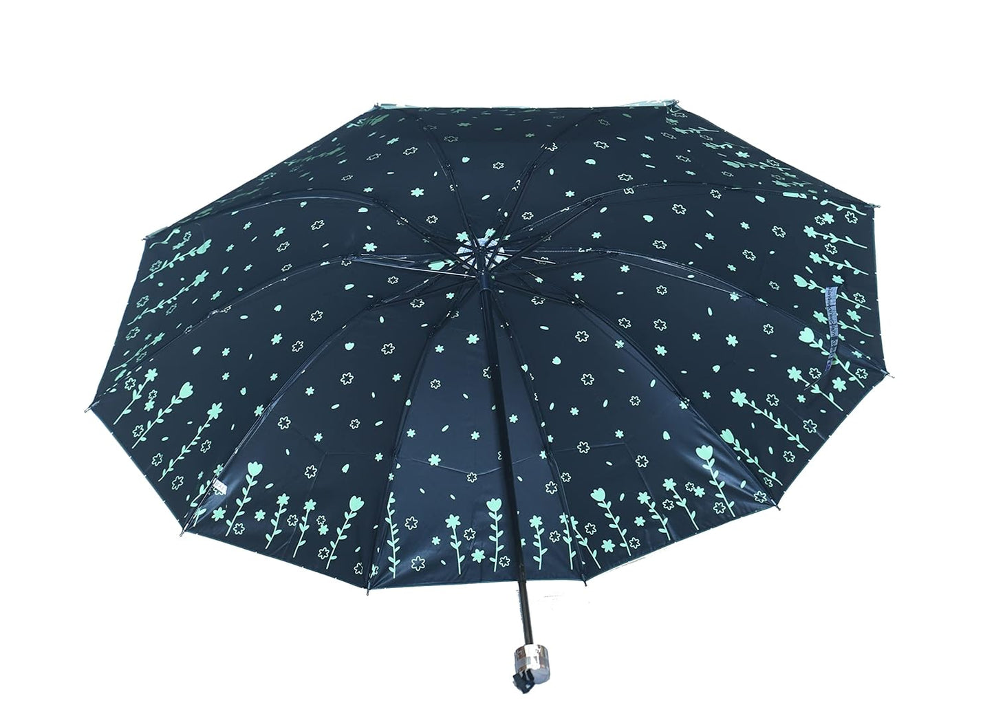 Double Printed 3 Folding Anti-Uv Sun/Rain Women Compact Umbrella, Pack of 1