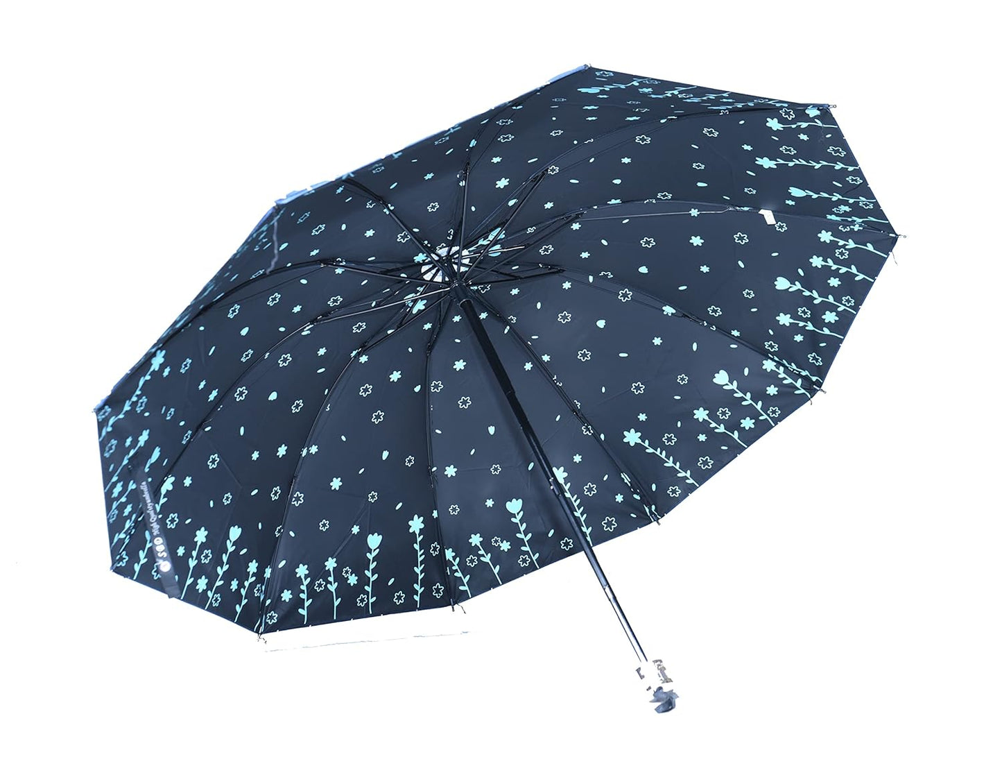 Double Printed 3 Folding Anti-Uv Sun/Rain Women Compact Umbrella, Pack of 1