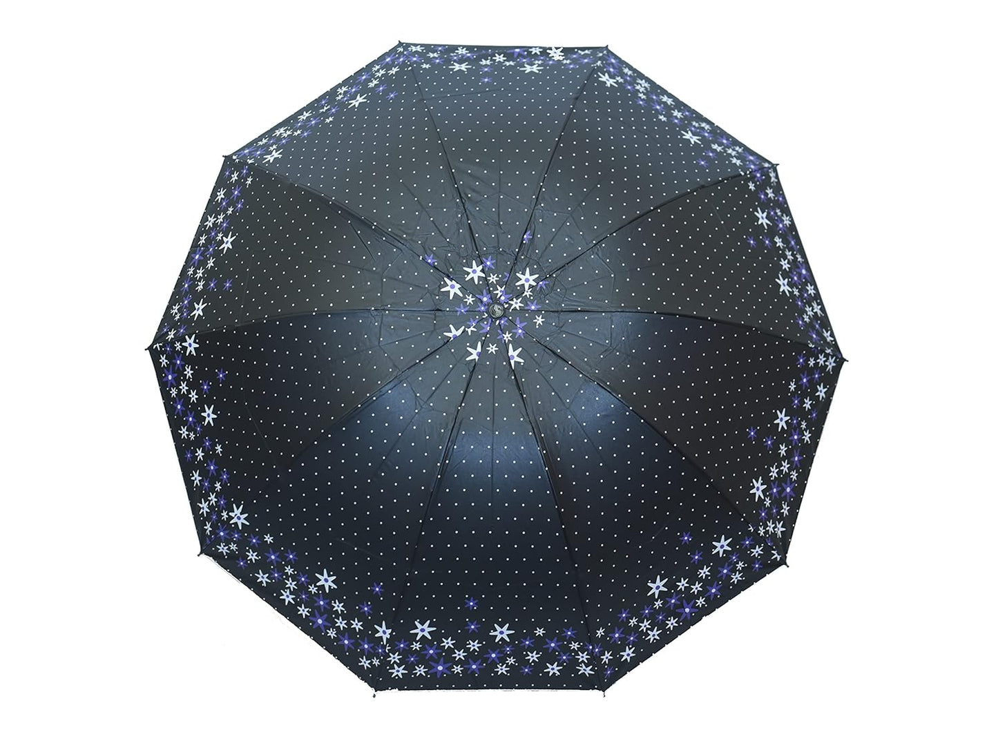 FloralPrinted 3 Fold Anti-Uv,Inner Solid Color Women Compact Umbrella,Pack of 1