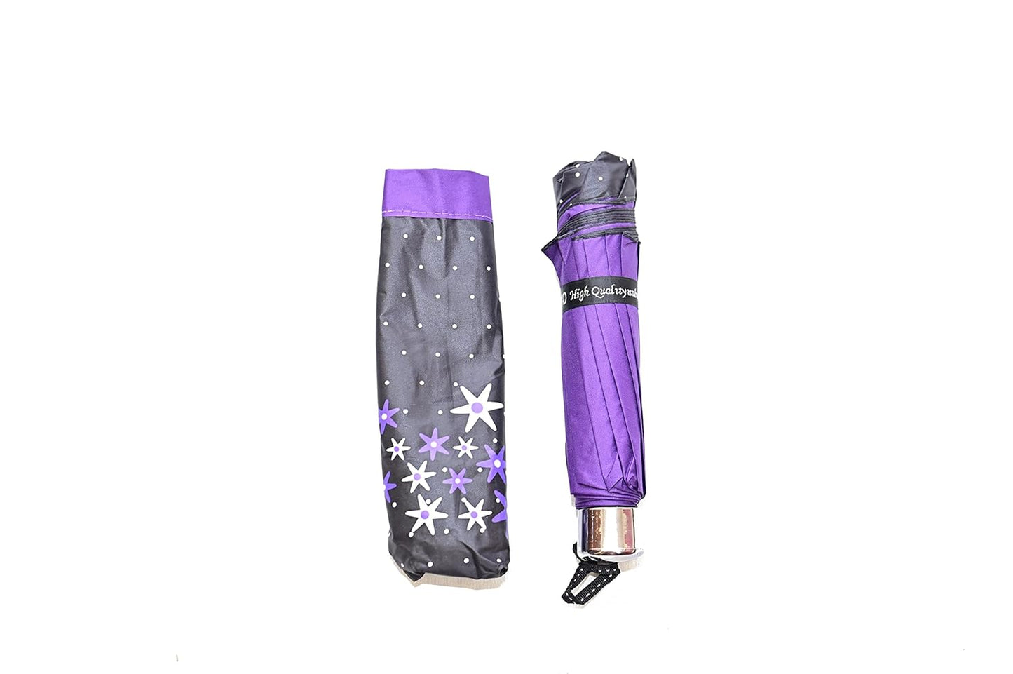 FloralPrinted 3 Fold Anti-Uv,Inner Solid Color Women Compact Umbrella,Pack of 1