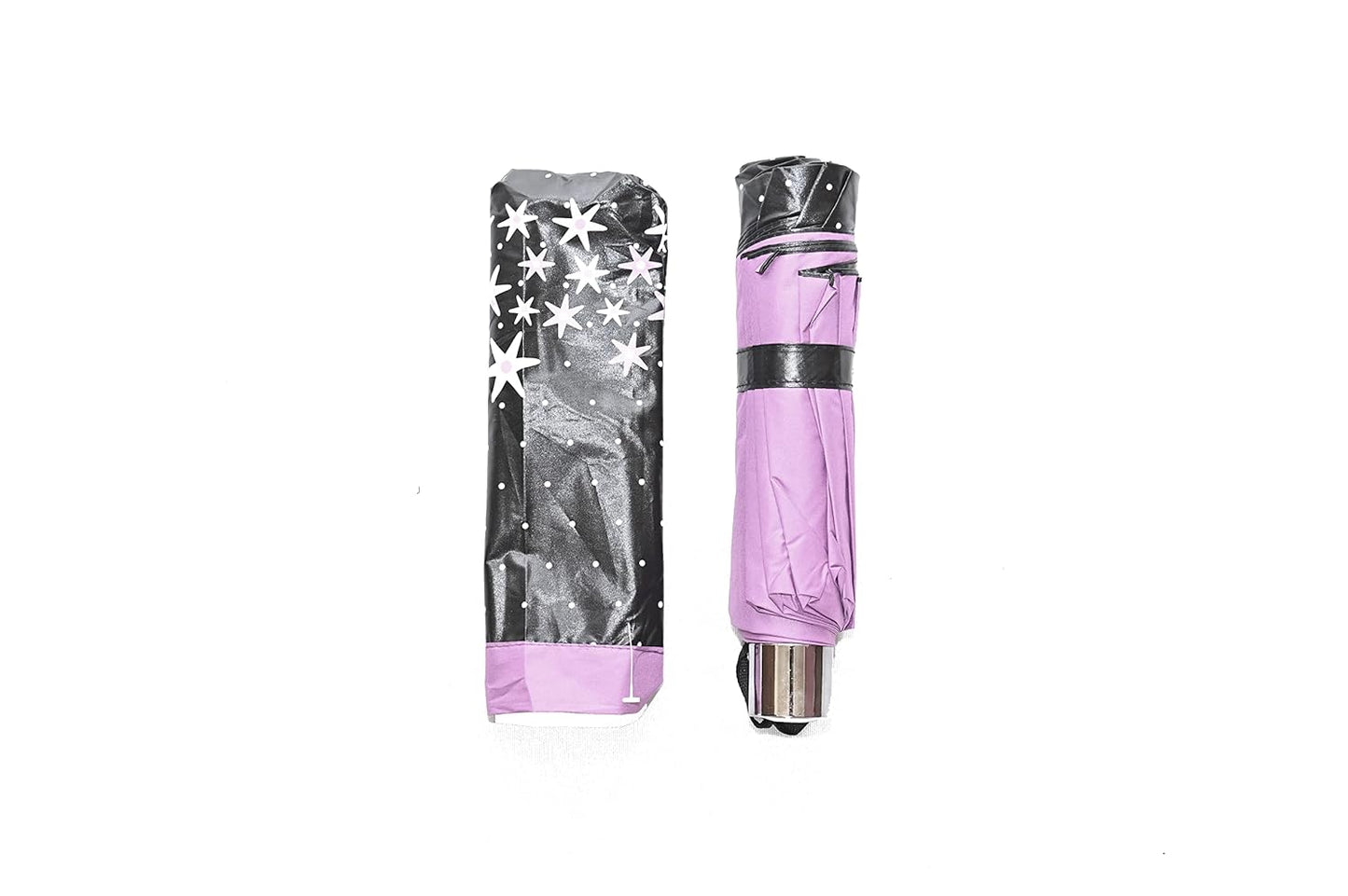 FloralPrinted 3 Fold Anti-Uv,Inner Solid Color Women Compact Umbrella,Pack of 1