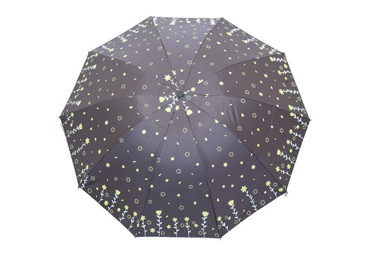 Double Printed 3 Folding Anti-Uv Sun/Rain Women Compact Umbrella, Pack of 1