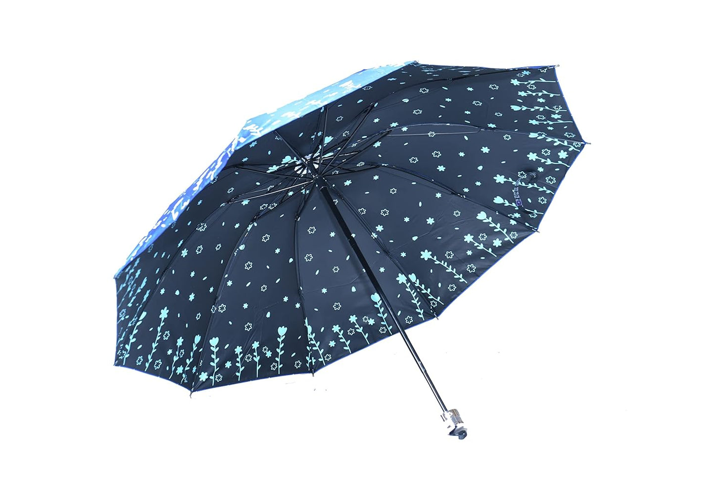 Double Printed 3 Folding Anti-Uv Sun/Rain Women Compact Umbrella, Pack of 1