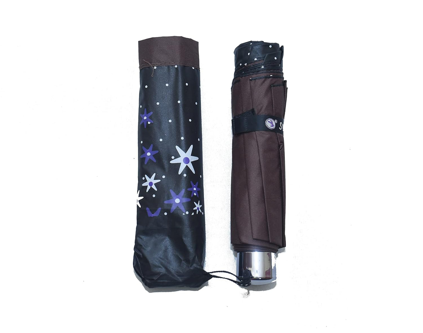 FloralPrinted 3 Fold Anti-Uv,Inner Solid Color Women Compact Umbrella,Pack of 1