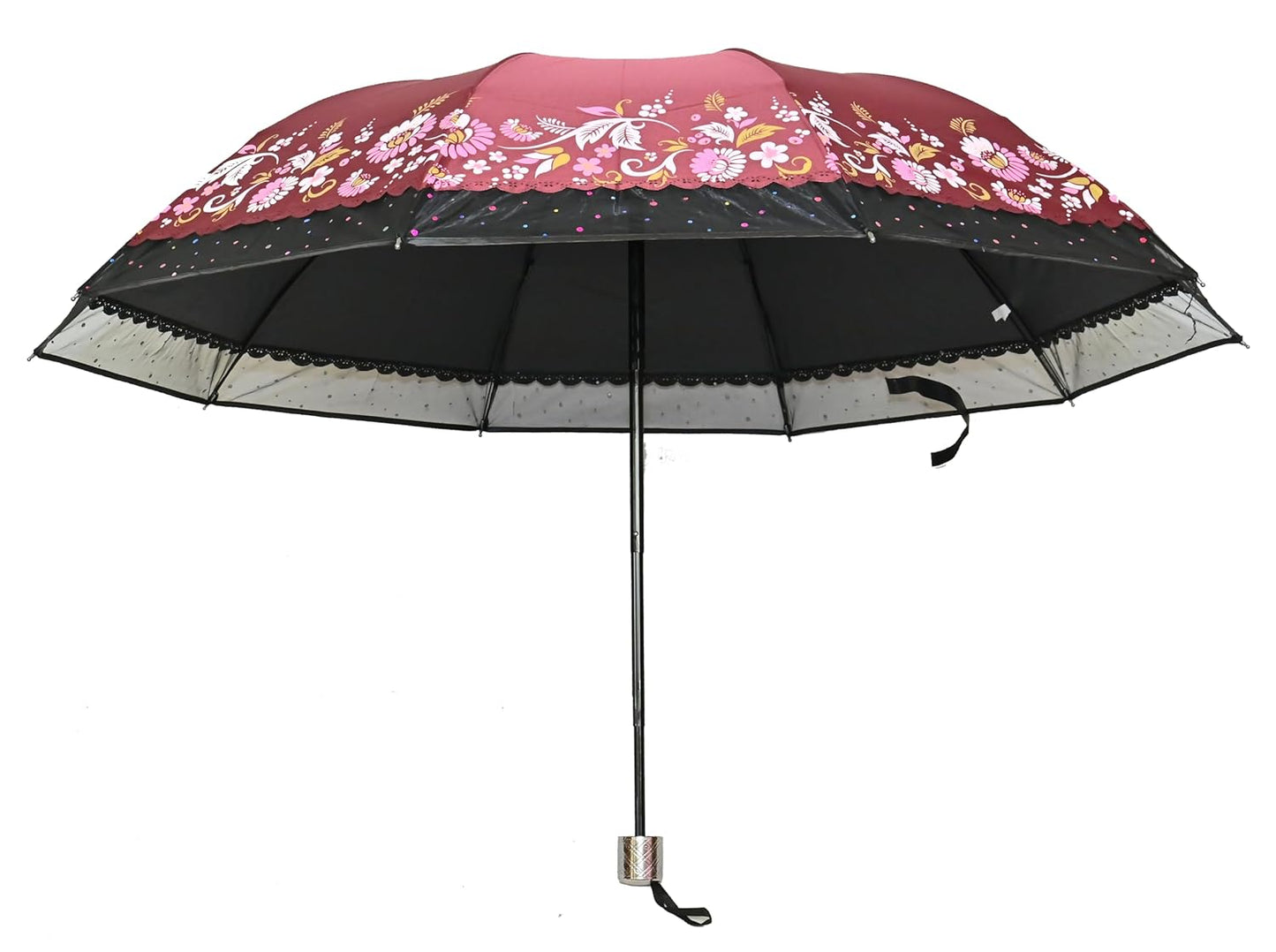 Xyro-Cutting-Edge Netted border Sun/Rain Women Floral Printed Umbrella Pack Of 1