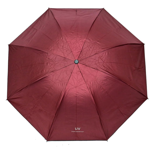 SOLID COLOR UV PROTECTION COMPACT EASY TO CARRY UNISEX 3 FOLD UMBRELLA,Pack Of 1