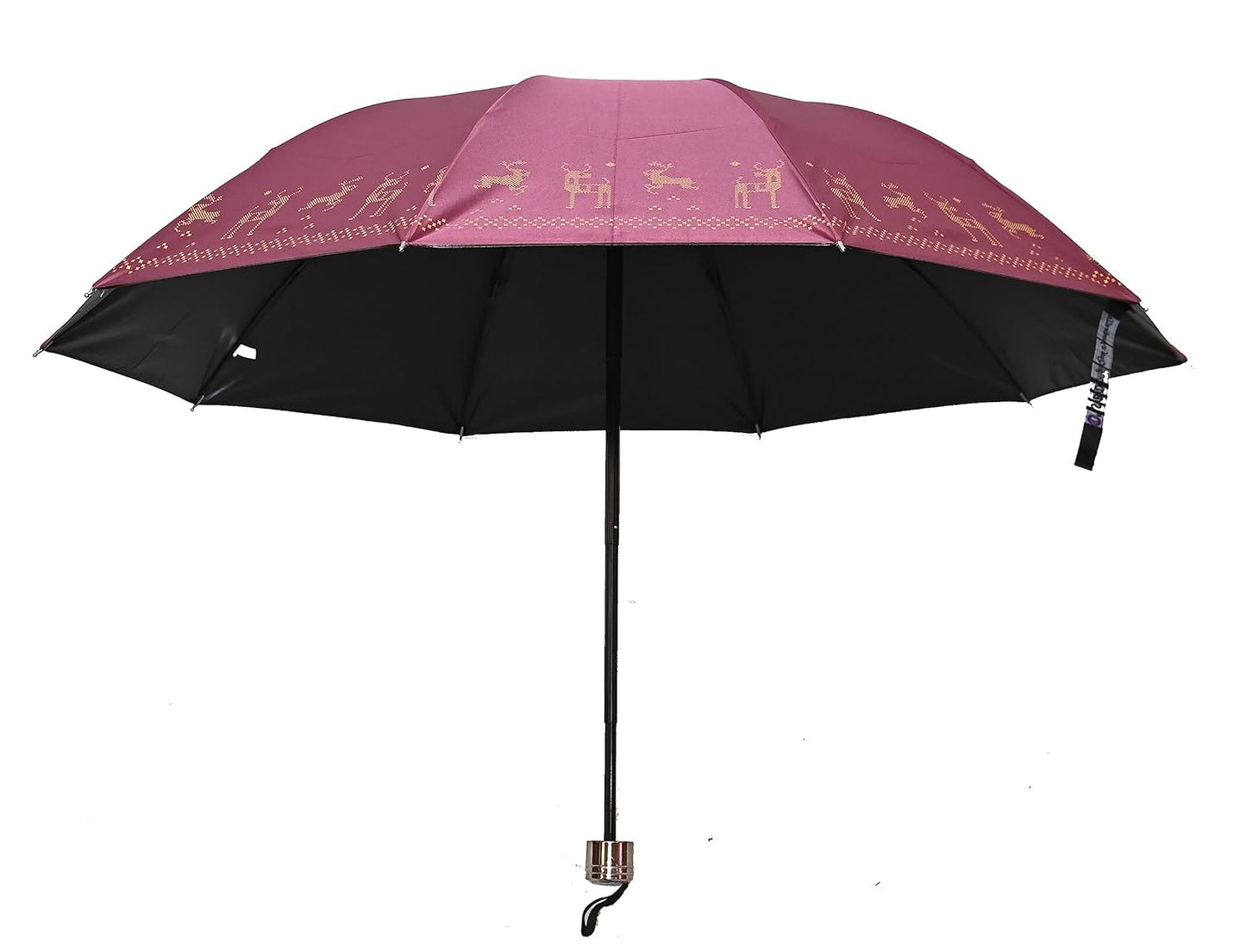 Metallic Golden print 3 fold Anti Uv Umbrella for women , Pack of 1