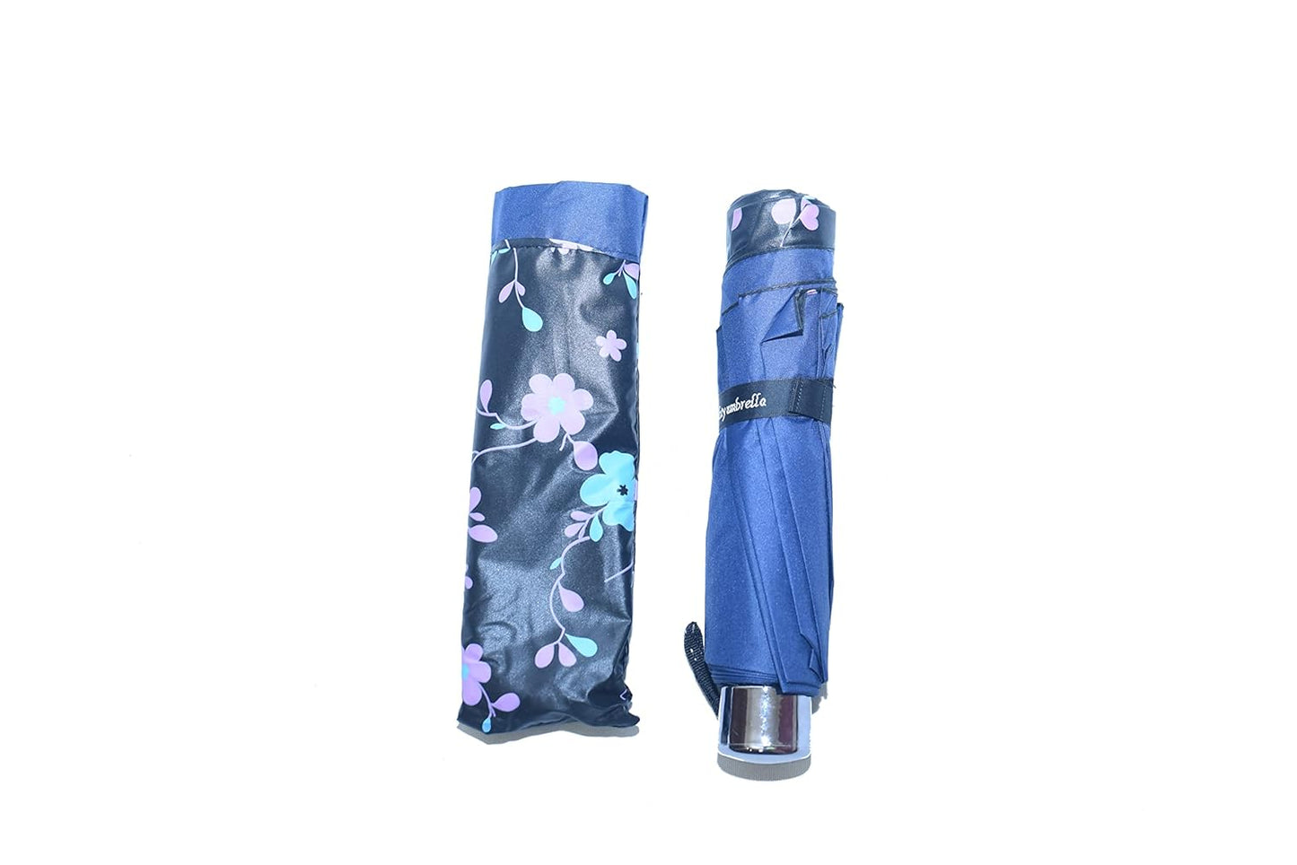 FloralPrinted 3 Fold Anti-Uv,Inner Solid Color Women Compact Umbrella,Pack of 1