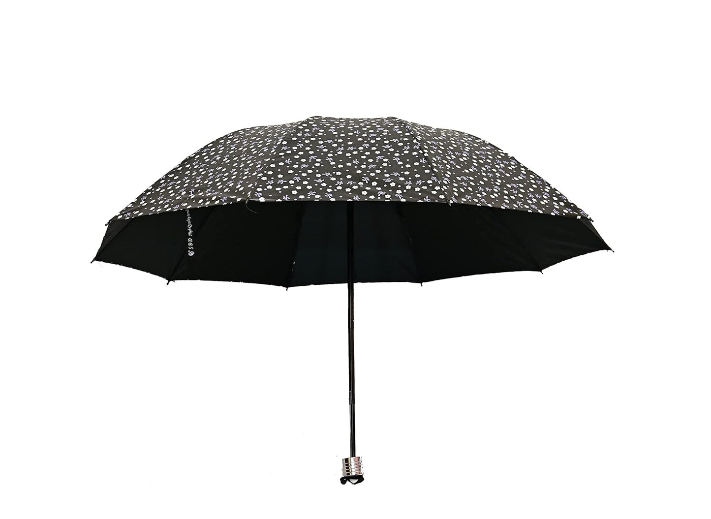 FloralPrinted 3 Fold Anti-Uv,Inner Solid Color Women Compact Umbrella,Pack of 1