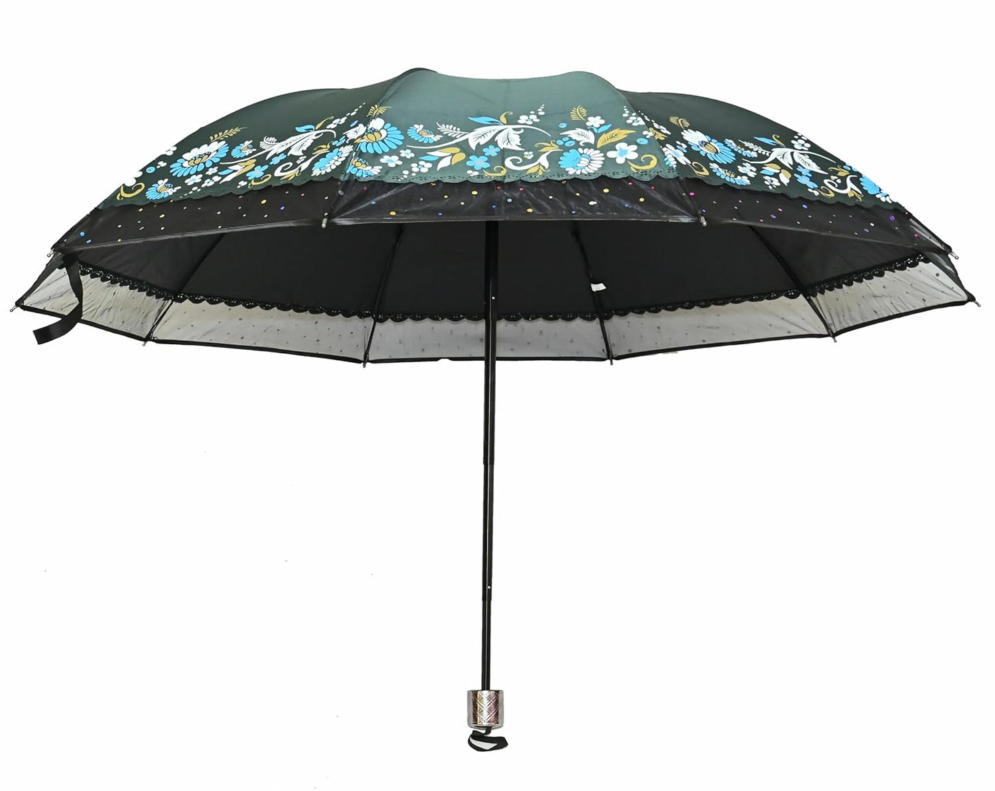 Xyro-Cutting-Edge Netted border Sun/Rain Women Floral Printed Umbrella Pack Of 1