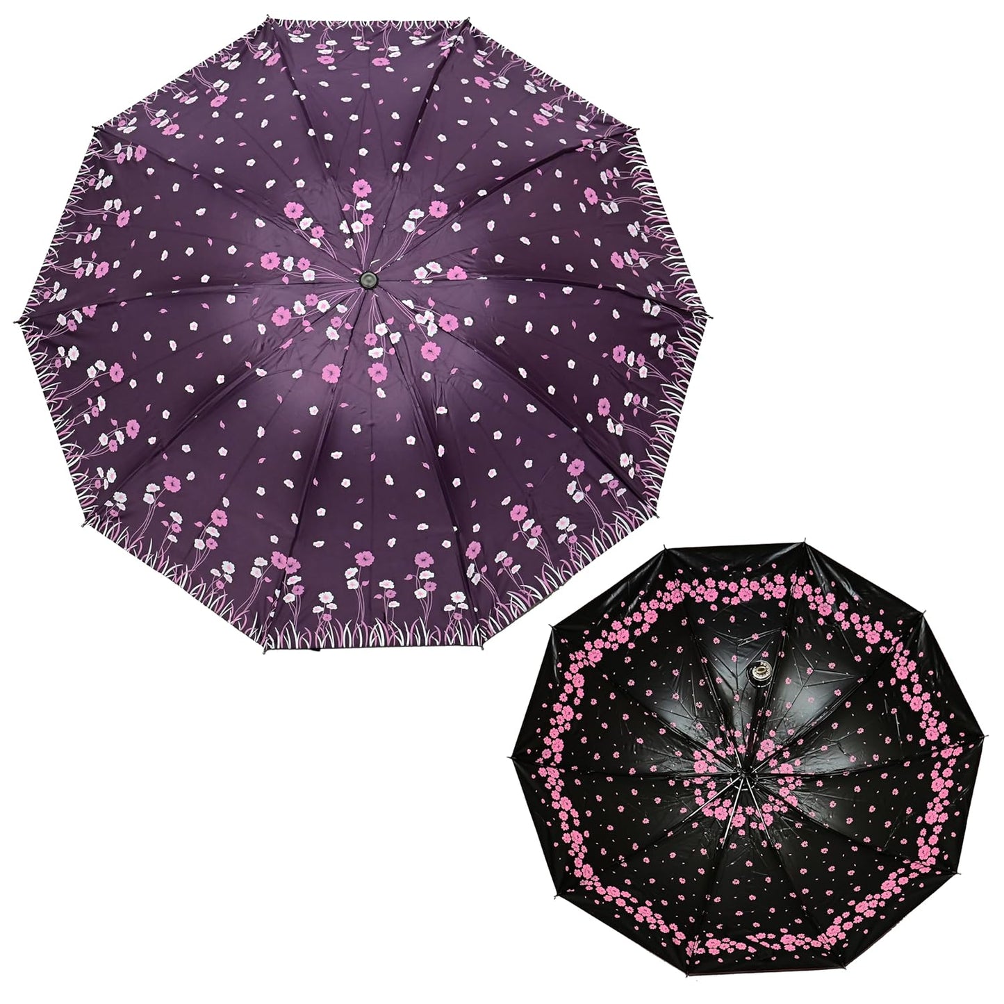 UV Rays Protection Under Print Triple Fold Umbrella For Women , Pack Of 1